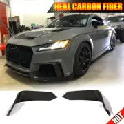 Fits Audi TT RS 16-18 REAL CARBON Front Fog Light Cover Splitter Fins Trim 2PCS