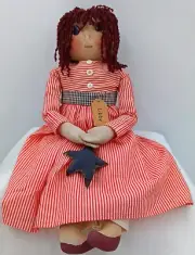 Libby Patriotic Stuffed Doll Striped Dress Star Buttons Pants Red White Blue NEW