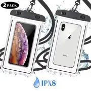 2x Waterproof Phone Pouch Dry Bag Portable Lanyard for iPhone 14/13/12/XS Max/11