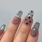24/30PCS Gilt French Fake Nail Ink Painting Press on Nails for Women Girl