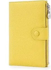 [EutDett] Leather Passport Wallet for Women, Slim FRID Blocking Passport Holder, Compact Travel Wallet with Zippered Coins Pocket and SIM Slots, Ladies Passport Cover, Lemon Yellow, Passport Wallet for Women