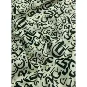 Black On White Calligraphy Pattern Silk Fabric