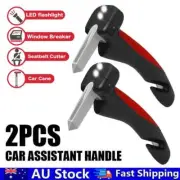 2X Car Door Handle Disability Elderly Standing Aid Cane Glass Breaker Flashlight