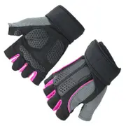 1 Pair Anti-slip Half Fingers Gloves Outdoor Riding Fitness Sports Exercise Training Gym Gloves RED COLOR