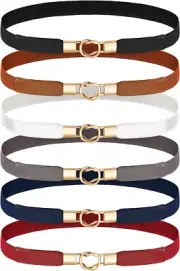 Foaincore 6-Pack Skinny WomenS Elastic Belts Dress Waist Belts for Women