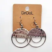 Drool Earrings Womens Silver Tone Hammered Finish Dangle French Hooks CE4749-1