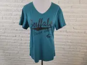 Buffalo David Bitton Womens Shirt Medium Tee VNeck Short Sleeve Blue New
