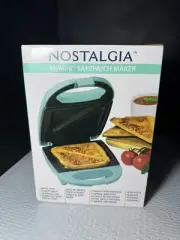 Nostalgia My Mini Sandwich Maker NEW Sealed Aqua Non-Stick Compact (Z65)