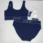 Polo Ralph Lauren navy blue white bra and panties set xxl new with tags stretch