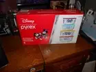 DISNEY PYREX 100 DECORATED GLASS FOOD STORAGE 4 LIDS 4 CONTAINERS B/NEW FREE SH!