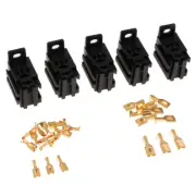 5 Sets 40A 5Pin Car Relay Socket with 6.3mm and 4.8mm Terminals For Car Truck