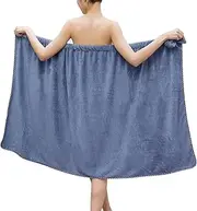 GOSCHE Towel Wrap for Women, Adjustable Shower Wrap Towel with Home Hotel Bath Towel Nightgown for Sauna Beach Pool Gym Travel - Dark Blue L