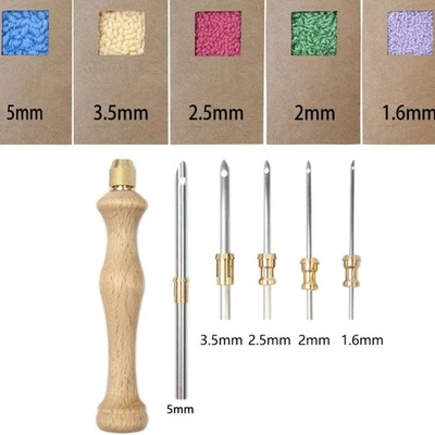 Wooden Handle Punch Needle with Needle Tip Embroidery Pen Weaving Tools
