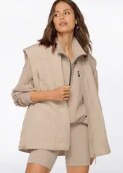 [Lorna Jane] Throw Over Sleeveless Jacket in Neutrals, 100% Cotton, Size - Small S Off White