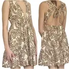 House of Harlow 1960 Tropical Leaf/Palm Print Babydoll Sundress