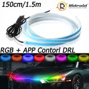 1.5m APP Control RGB LED DRL Hood Light Strip Engine Cover Daytime Running Light