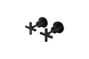 MEIR Round Brass Cross Handle Shower Wall Taps - Matte Black
