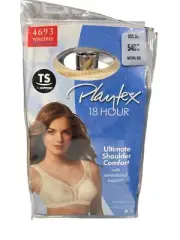 Playtex 18 Hour Comfort Strap Bra 4693 54DD Wirefree Support Lace Floral