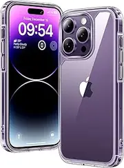 TAURI for iPhone 14 Pro Case 6.1", Military-Grade Protection, [Anti-Yellowing] Shockproof Transparent Back Bumper Phone Cover - Clear