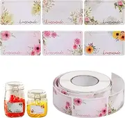 500 Pcs Self-Adhesive Jam Labels for Jars, 3x5cm, Easy Peel Off Sticky Food Labels With Flowers for Freezer, Kitchen Containers, and Bottles