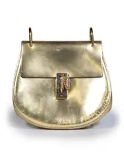 Gold Patent Chrome Drew Crossbody Bag