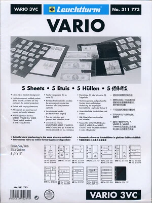 25 LIGHTHOUSE VARIO 3 POCKET VERTICAL - CLEAR STOCK SHEETS - 5 PACKS OF 5 3VC