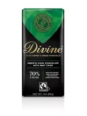 Divine Chocolate Smooth Dark Chocolate With Mint Crisp 3 Oz Pack Of 4