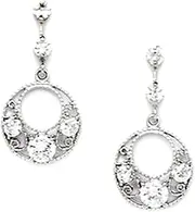 [JewelryWeb] 14k White Gold CZ Simulated Diamond Fancy Drop Screw Back Earrings 18x9mm Stud Earring for Women