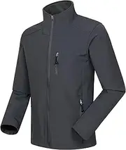 [SAOJEYI-DG] Men's 3 Zipper Pocket Soft Shell Jacket Stand-Up Collar Full Zipper Windproof Coat Fleece Warm Jacket