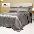 Dark Gray 100% Pure Silk Bedding Set Beauty Queen King Quilt Cover Flat Sheet