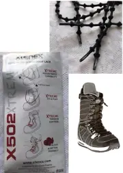 XTENEX X502 Series 49" Elastic Snowboard Boot Shoelaces Patented Knotted Black
