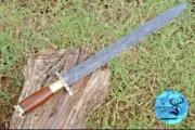CUSTOM HANDMADE FORGED DAMASCUS STEEL DAGGER DOUBLE EDGE FIXED BLADE SWORD 1664