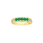 9ct Gold, Created Emerald & Diamond Ring in Green