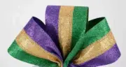 5 yards 2.5" Mardi Gras metallic Glitter ribbon~2.5" Wired purple green ribbon