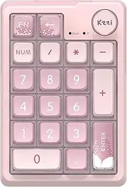KZZI Mechanical Number Pad,Bluetooth5.0/2.4G/Type-C Wireless Numeric Keypad,RGB HotSwap Numpad with PBT Keycaps Rechargeable Gasket Number keypad for PC Laptop Desktop (Sakura Pink)