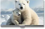 LKHDS Slim Aluminum Alloy Business Card Holder Cute Polar Bear Pocket Business Card Case Portable Business Card Wallet Business Card Holders Handheld Card Box for Women Men, style, One size