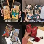 For iPhone 16 15 14 13 12Pro Max XR Luxury Flower w/Ring Metal Square Case Cover