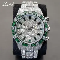 在飛比找Yahoo!奇摩拍賣優惠-全新 IN MISSFOX Ice Out 手錶男士豪華綠色