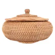 Rattan Boxes with Lid Hand-Woven Multi-Purpose Wicker Tray with Durable3762