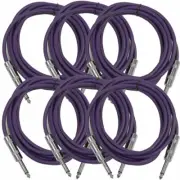 SEISMIC AUDIO New 6 PACK Purple 1/4" TS 10' Patch Cables - Guitar - Instrument