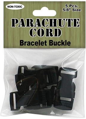 Pepperell Parachute Cord Bracelet Buckles 15mm 5/Pkg-Black - PCBUCK