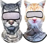 2Pcs Cat Ski Mask UV Protective Windproof Cuet 3D Black Cat Face Mask with Ears for Bar, Music Festivals, Party, Ski, Outdoor Activities