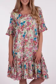 Isla Margarita 1/2 Slv Frill Dress--ORI-61046