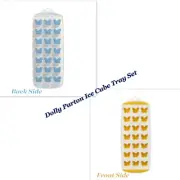 2 DOLLY PARTON BUTTERFLY ICE TRAYS Yellow & Light Blue