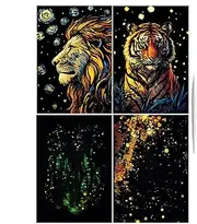 Evnbhgyu Scratch Paper for Kids - Handmade 4X Glitter Art Scratch Crafts,Coloring Drawing Craft, Fun, Creative Landscape and Animal Art for Children, Teenagers Adults