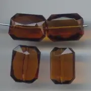 6 VINTAGE SMOKED TOPAZ ACRYLIC 18x13mm. FACETED OCTAGON JEWEL BEADS 6421