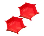 2pcs Brocade Fabric Candy Container Dried Food Plate Chinese Style for Wedding Spring Festival (Random Pattern Red)