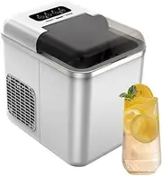 Ice Maker Machine Countertop, Large Countertop Ice Cube Maker with Ice Scoop and Basket,Self-Cleaning Ice Maker, 2 Ice Cube Sizes, 9 Ice Cubes in 10 Mins