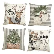 Christmas Snowman Reindeer Gloves Eucalyptus Throw Pillow 20 x 20" Grey