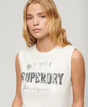 Embellished Archive Fitted Tank Top | Ecru